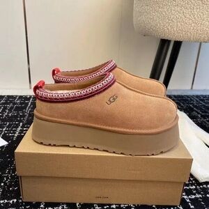 UGG Brown Mules with Red Accent